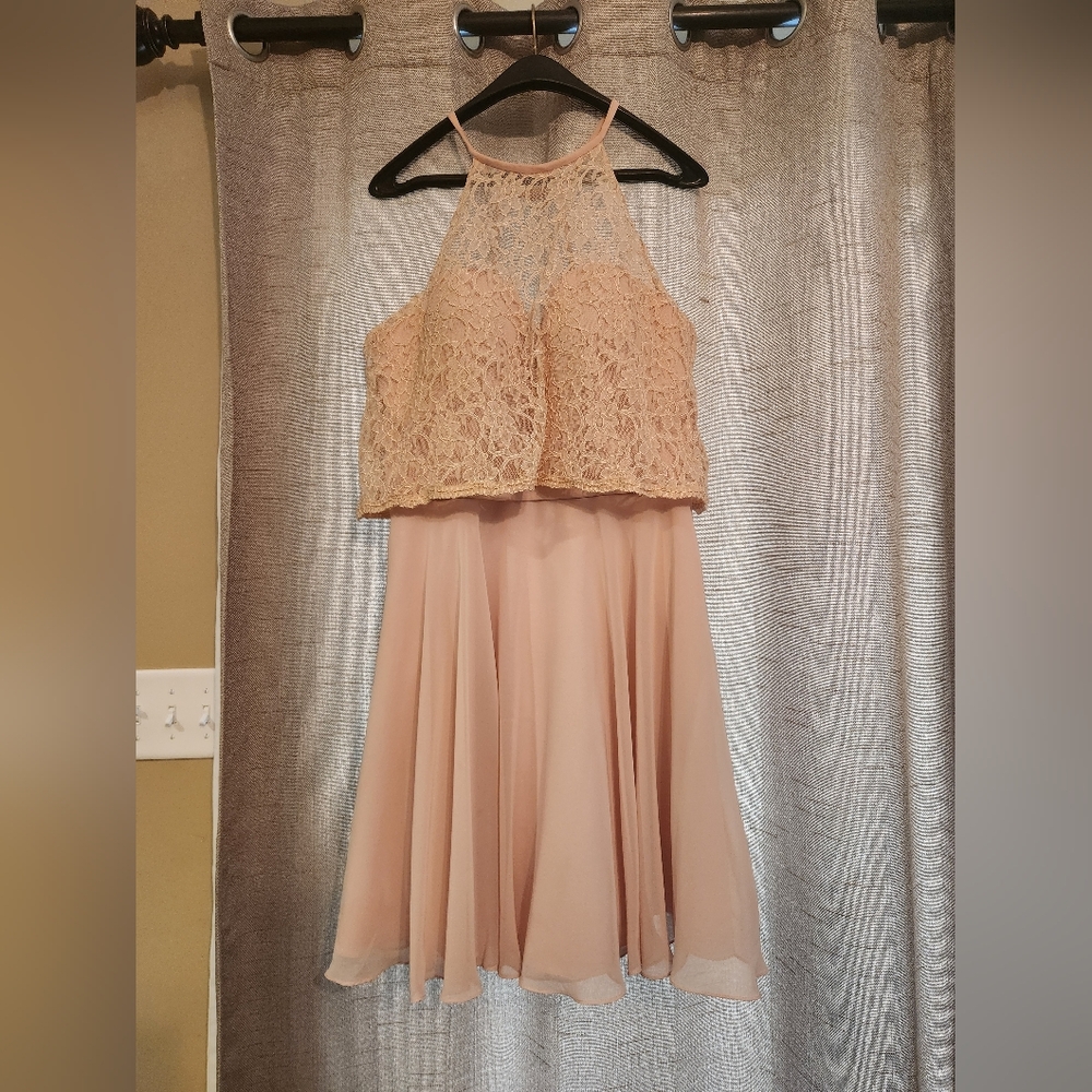 Bridal Blush Pink Mesh Dress - Morilee